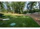 Expansive backyard featuring lush green lawn, mature trees, and ample space for recreation and outdoor activities at 130 Nova Ln, Roswell, GA 30075
