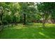 Wide-open backyard featuring lush greenery, mature trees, and a classic wooden fence for privacy at 417 S Candler St, Decatur, GA 30030