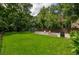 Spacious backyard featuring a lush lawn, patio with outdoor seating, and mature trees offering privacy at 417 S Candler St, Decatur, GA 30030
