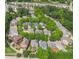 An aerial view showcasing the neighborhood's lush greenery and winding streets at 612 Concord Lake Se Cir, Smyrna, GA 30082