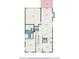 This floor plan highlights the kitchen, living area, primary bedroom and the garage on the main level at 612 Concord Lake Se Cir, Smyrna, GA 30082