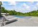Backyard pool with lounge chairs and greenery at 115 Trinity Hollow Dr, Canton, GA 30115