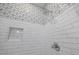 Elegant shower featuring white subway tile with a decorative tile accent and a rainfall shower head at 115 Trinity Hollow Dr, Canton, GA 30115