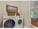 Well-equipped laundry room with modern machines and storage at 2073 Woodside Park Dr, Woodstock, GA 30188