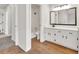 A well-lit bathroom boasts a sleek vanity with ample storage at 1111 Fieldgate Rd, Lawrenceville, GA 30044
