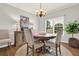 Cozy dining room features a round table, elegant chandelier, and large window views, perfect for Gathering meals at 224 Mountain View Dr, Woodstock, GA 30188