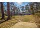 View of backyard with mature trees providing ample shade at 1890 Carla Dr, Morrow, GA 30260