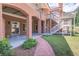 Spacious backyard of the brick home featuring an outdoor living space and a brick walkway at 2740 Bountiful Pl, Lawrenceville, GA 30045