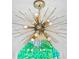 Stunning starburst chandelier illuminates the bathroom with a view of green trees at 5524 Wedgewood Sw Ct, Lilburn, GA 30047