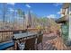 Spacious back deck featuring wooden planks, seating, and serene natural views at 735 Amberton Close, Suwanee, GA 30024
