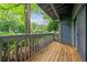 Exterior shot of balcony with wood flooring, a railing, and a view of green landscaping at 113 Tuxworth Cir, Decatur, GA 30033