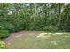 Serene backyard with a level lawn, surrounded by mature trees, offering a peaceful retreat and ample space at 225 River Springs Dr, Sandy Springs, GA 30328