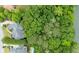 Overhead view of a home's rooftop surrounded by a dense forest and landscaping at 314 Caruso Ct, Sandy Springs, GA 30350