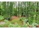 View of the backyard through the trees with mulch and grass at 314 Caruso Ct, Sandy Springs, GA 30350