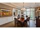 Dining room featuring hardwood floors, chandelier, and large windows at 314 Caruso Ct, Sandy Springs, GA 30350