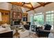 Comfortable living room showcasing a stone fireplace and abundant natural light at 314 Caruso Ct, Sandy Springs, GA 30350