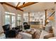 Open-concept living room with hardwood floors and views into the gourmet kitchen at 314 Caruso Ct, Sandy Springs, GA 30350