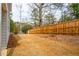 Expansive backyard with wood fence and mature trees, perfect for outdoor activities at 4700 Blake Loop, Atlanta, GA 30349