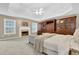 Large main bedroom featuring a fireplace, built-in shelves and tray ceilings at 4218 Sandy Branch Dr, Buford, GA 30519