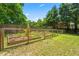Spacious fenced garden with raised beds, ready for planting at 23 Hunting Creek Dr, Marietta, GA 30068