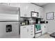 Modern kitchen with stainless steel appliances, white cabinets, black countertop and backsplash at 250 Pharr Ne Rd # 1814, Atlanta, GA 30305