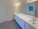 Bright bathroom with dual sinks, large mirror, and ample counter space at 132 Lynnview Ct, Mcdonough, GA 30252