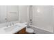 Bathroom featuring a single sink vanity and a shower-tub combo at 3448 Craggy Perch, Douglasville, GA 30135
