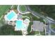 Overhead shot of a community pool area with multiple pools, amenities, and lush landscaping at 5613 Lancashire Ln, Cumming, GA 30041