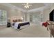 Spacious bedroom with a tray ceiling, large windows, and neutral carpeting at 415 Winn Park Ct, Roswell, GA 30075