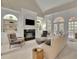 Cozy living room with a fireplace, built-in shelving, and french doors to the outside at 415 Winn Park Ct, Roswell, GA 30075