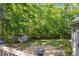 Backyard view from deck with a shed at 6133 Post Rd, Douglasville, GA 30135