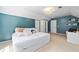 Comfortable bedroom featuring calming blue accent wall and a large, well-lit space at 701 Robert Ln, Canton, GA 30114