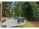 Landscaped backyard with a pool, outdoor seating, lounge chairs, and a jacuzzi at 10135 High Falls Pointe, Johns Creek, GA 30022