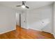 Bedroom features hardwood floors and closet for ample storage space at 2786 Georgian Ter, Marietta, GA 30068