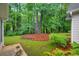 Lush backyard with mature trees, green grass, and professionally landscaped areas at 3522 Estates Landing Nw Dr, Kennesaw, GA 30144