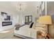 Cozy main bedroom featuring a modern fireplace, stylish decor, and comfortable bedding at 2551 Kilgore Rd, Buford, GA 30519