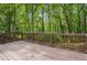 Wooden deck with railing and view of wooded area at 3455 Broxton Mill Way, Snellville, GA 30039