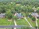 Aerial view of estate on 1.10 acres, showcasing the expansive grounds, pool, and meticulously landscaped yard at 704 Branchview Ct, Mcdonough, GA 30252