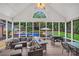 Enclosed patio offers outdoor seating, a grill, and a view of the pool at 704 Branchview Ct, Mcdonough, GA 30252