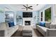 Comfortable living room features plush sofas, a fireplace, and large windows offering plenty of natural light at 4365 Wicklow Ct, Suwanee, GA 30024