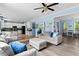 Open concept living and kitchen area with modern appliances, a breakfast bar, and stylish furniture at 4365 Wicklow Ct, Suwanee, GA 30024