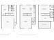 Three floor plans for a home featuring kitchen, bedrooms, garage, and living spaces at 1290 Nervi Nw Mews, Atlanta, GA 30318
