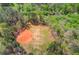 Aerial view of a large, open grassy land area surrounded by lush green trees at 262 Sandhurst Ct, Suwanee, GA 30024