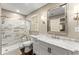 Elegant bathroom with a marble countertop, glass-enclosed shower, and a serene ambiance at 1540 Kinglet Ln, Marietta, GA 30062