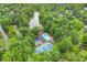 An aerial view of the community pool, tennis courts, lounge area, and parking at 1540 Kinglet Ln, Marietta, GA 30062