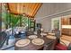 Comfortable screened porch featuring an outdoor dining table, sitting area, and access to the kitchen at 1540 Kinglet Ln, Marietta, GA 30062