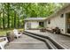 Multi-level deck in backyard offers ample space for outdoor relaxation and entertaining surrounded by lush trees at 171 North Trce, Alpharetta, GA 30009