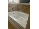 Close-up of bathtub with stone-tile accent surround at 1749 Misselthrush Ln, Mcdonough, GA 30253