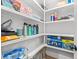 Well-organized pantry with multiple shelves for ample storage and easy access at 410 Ward Farm Dr, Powder Springs, GA 30127