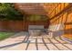 Close up of a stone fire pit and benches under a pergola, ideal for entertaining at 937 Rosedale Ne Rd, Atlanta, GA 30306